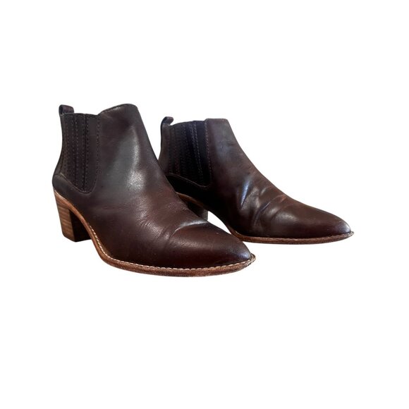 Madewell Bonham Boots Womens 8 Brown Leather Ankle Booties Chelsea Western Boho - Picture 12 of 16